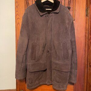 Keenan Leather Brown Suede 100% Sheepskin Shearling Leather Coat , Men's Medium